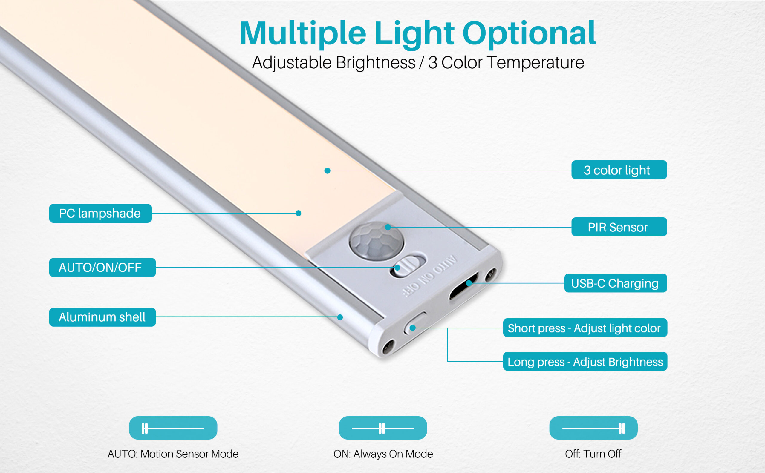Long-Lasting Motion Sensor Under Cabinet Light